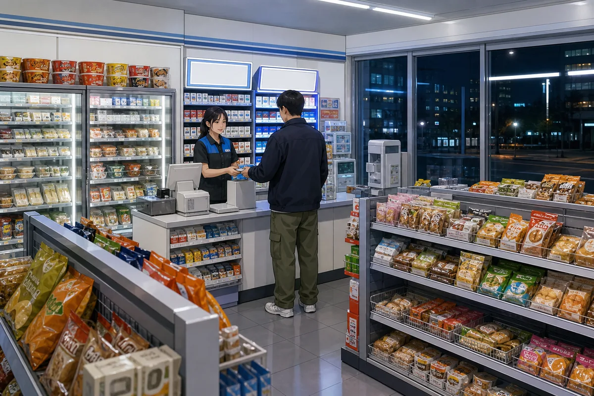 24 hour businesses in Korea shown by a late-night convenience store branch