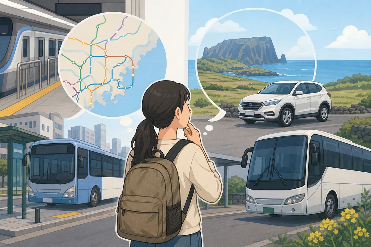 busan vs jeju transport comparison with subway access and island road travel