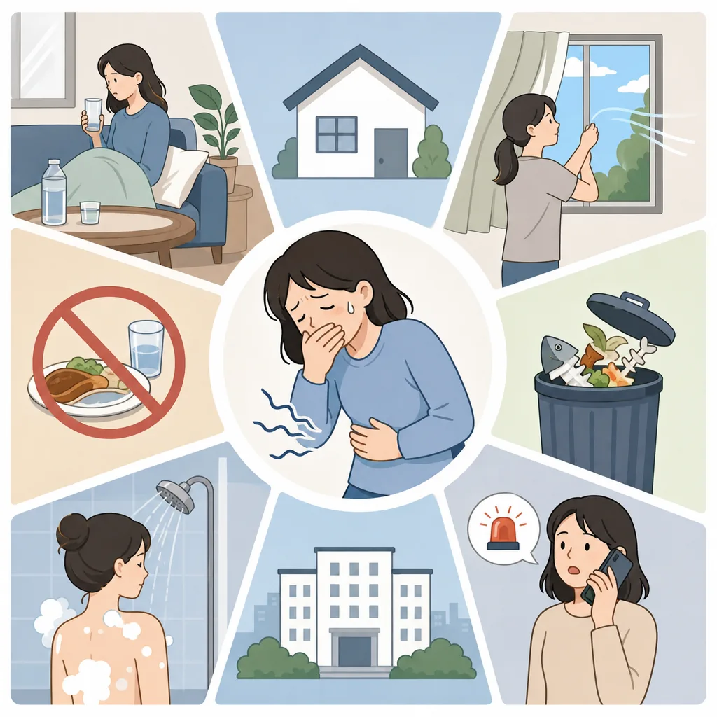 food poisoning symptoms in Korea step-by-step help order from hotel desk to pharmacy, clinic, and emergency room