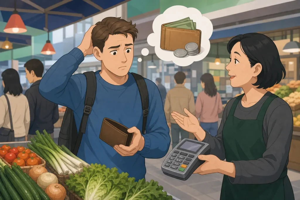 foreigners get wrong about korean markets korean markets payment and food sign example for foreign visitors