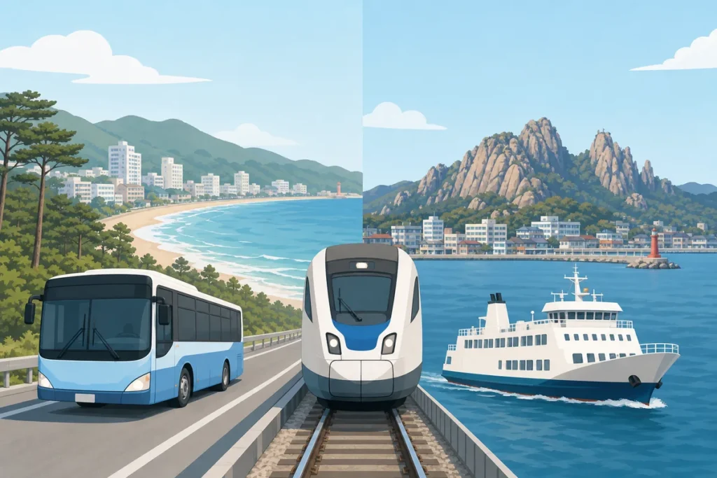 Gangneung vs Sokcho comparison of east coast travel choice with beach and mountain trip themes