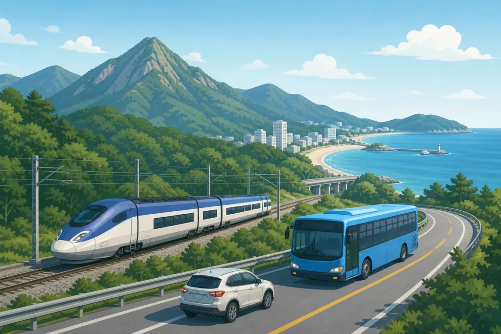 gangwon bigger than you think Gangwon region map showing east coast cities, inland routes, mountains, and the border side