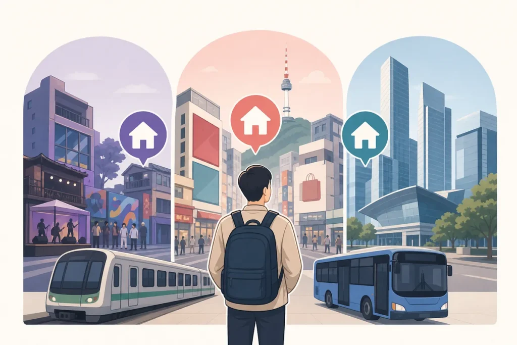 hongdae myeongdong gangnam hongdae vs myeongdong vs gangnam Seoul stay comparison for first-time travelers