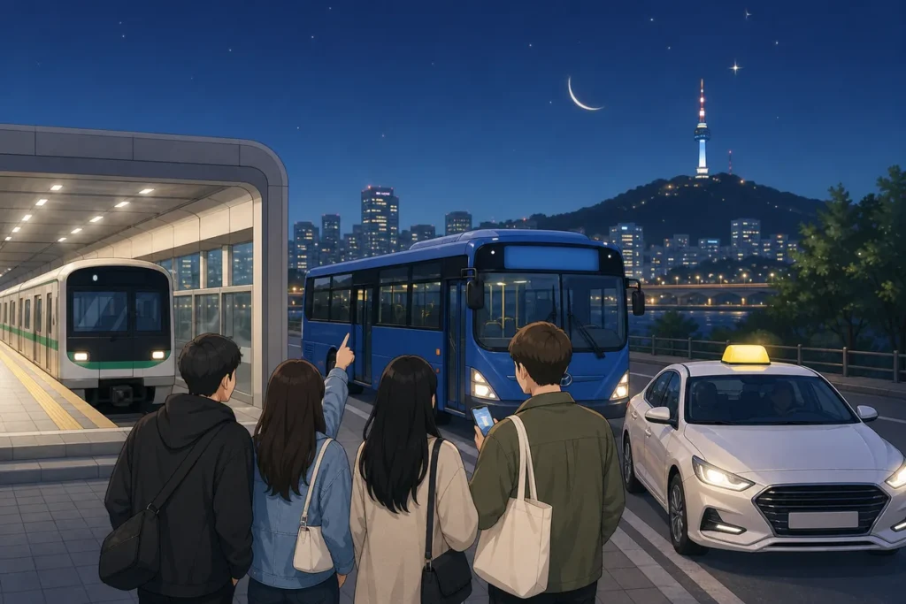 how to get home after concert in Seoul by checking the last subway train before leaving the venue
