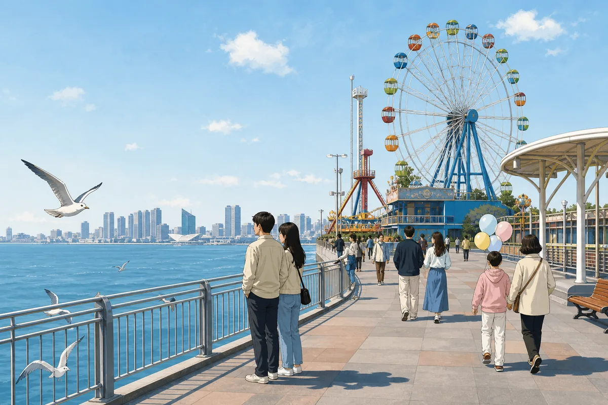 incheon port city Wolmido waterfront promenade and seaside leisure area