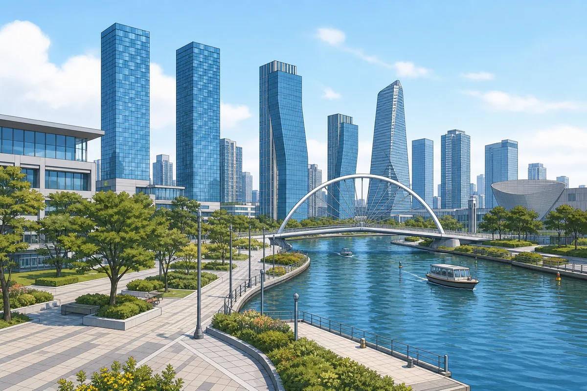 incheon port city Songdo skyline and modern waterfront district