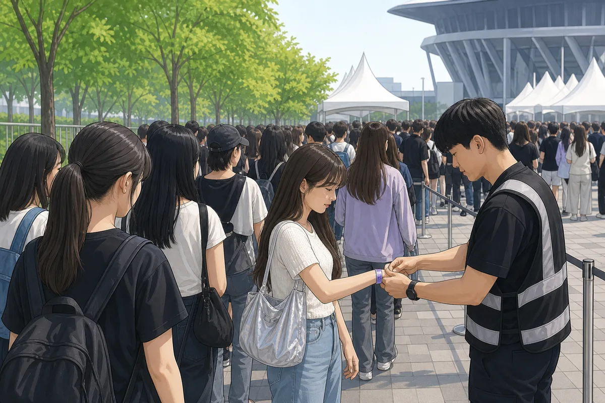 waiting line and queue number process for k pop concert entry rules in Korea
