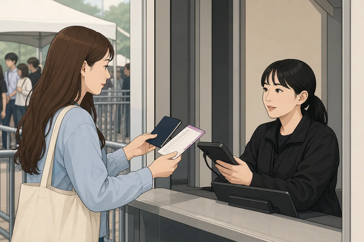 k pop concert entry rules showing a passport and ticket check at the venue