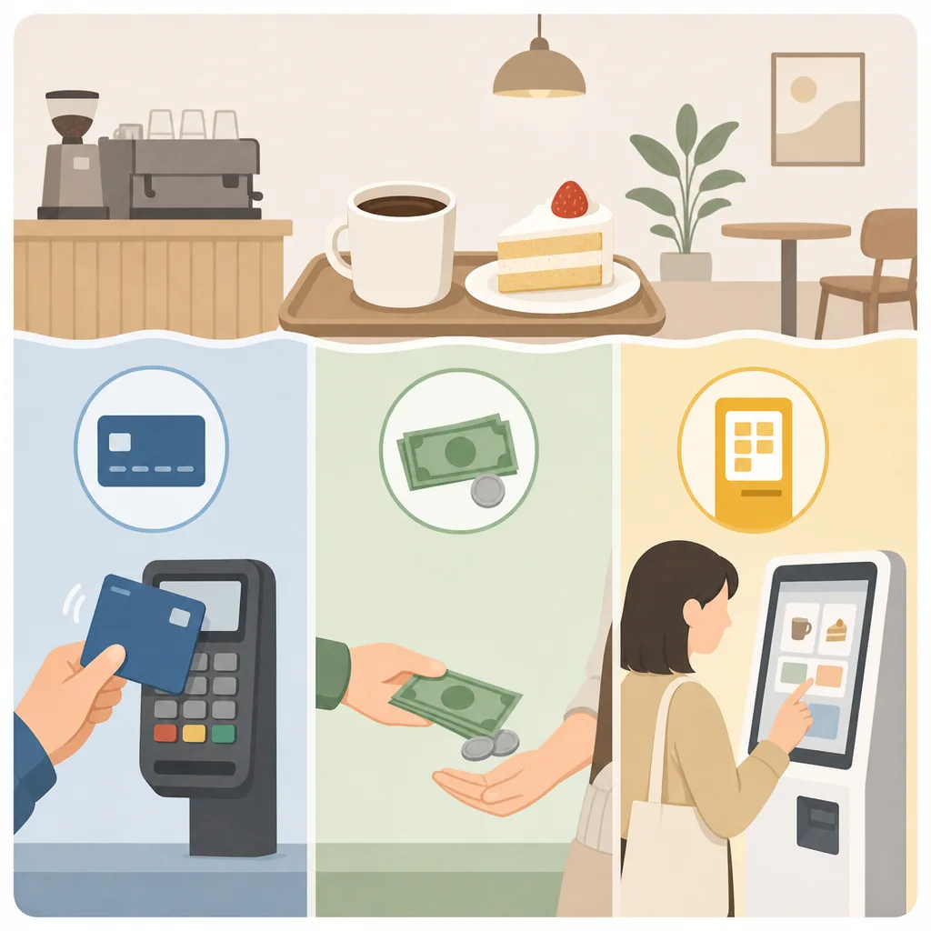 korean cafe payment flow from ordering to payment and pickup