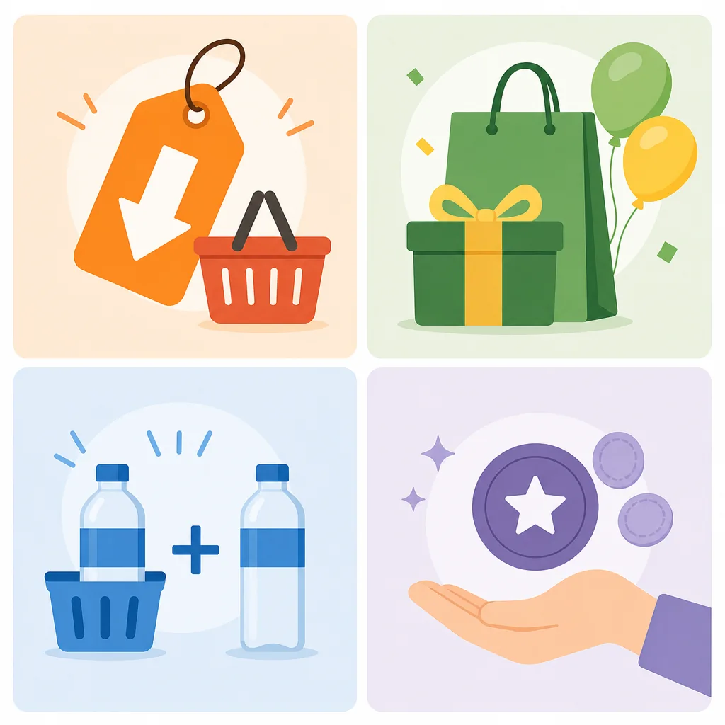 Korean discount signs cheat sheet showing what 할인, 행사, 1+1, and 적립 mean at a glance