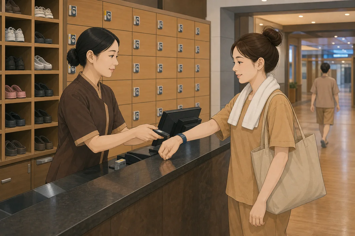 korean jjimjilbang really like jjimjilbang check-in area with shoe lockers and wristband key
