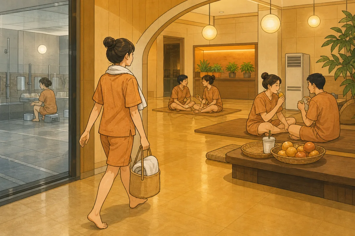 jjimjilbang clothes provided for the common lounge area