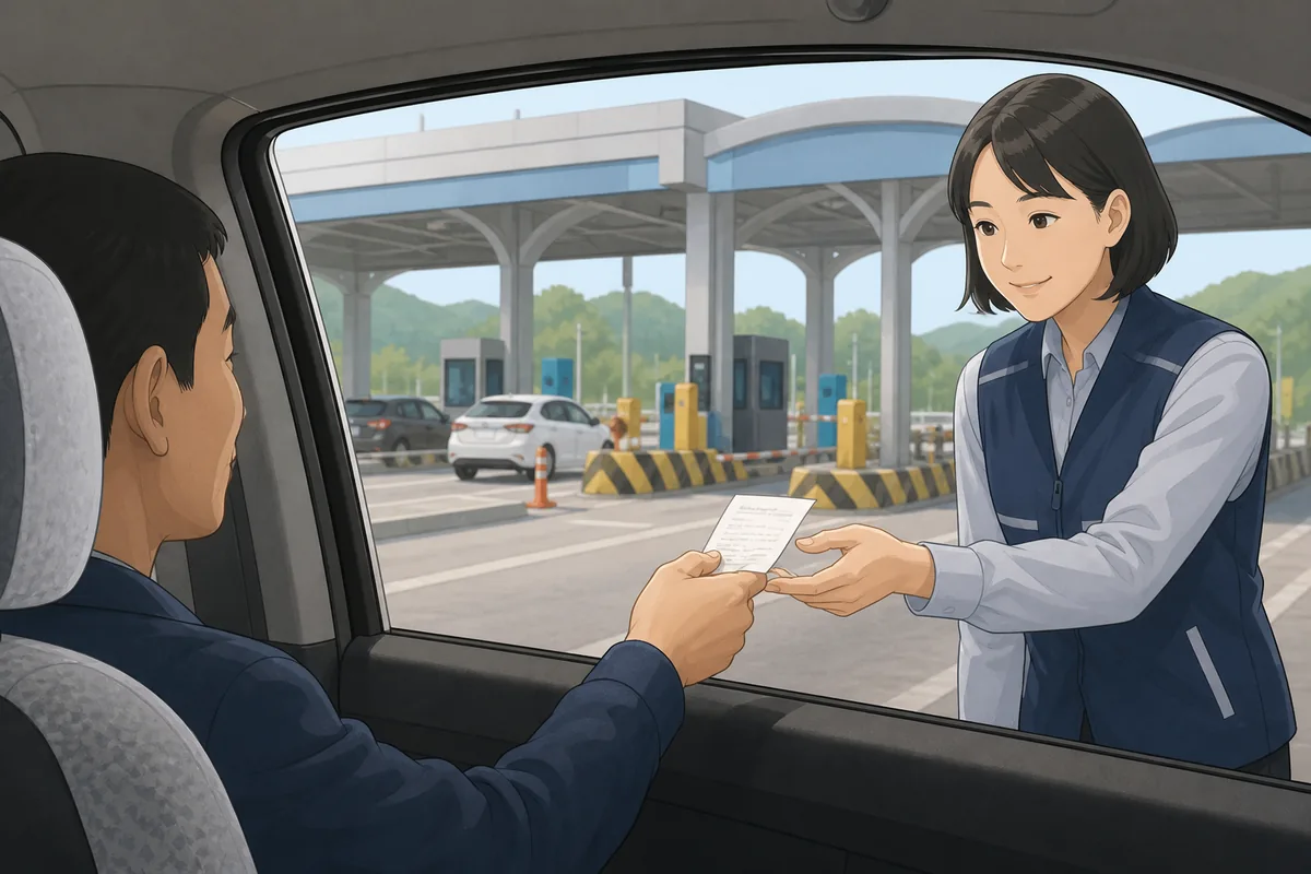 korean taxi phrases for receipt request and toll road confirmation in a taxi