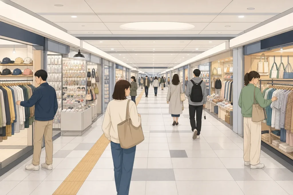 korean underground shopping streets explained underground shopping streets connected to a subway station entrance in Korea