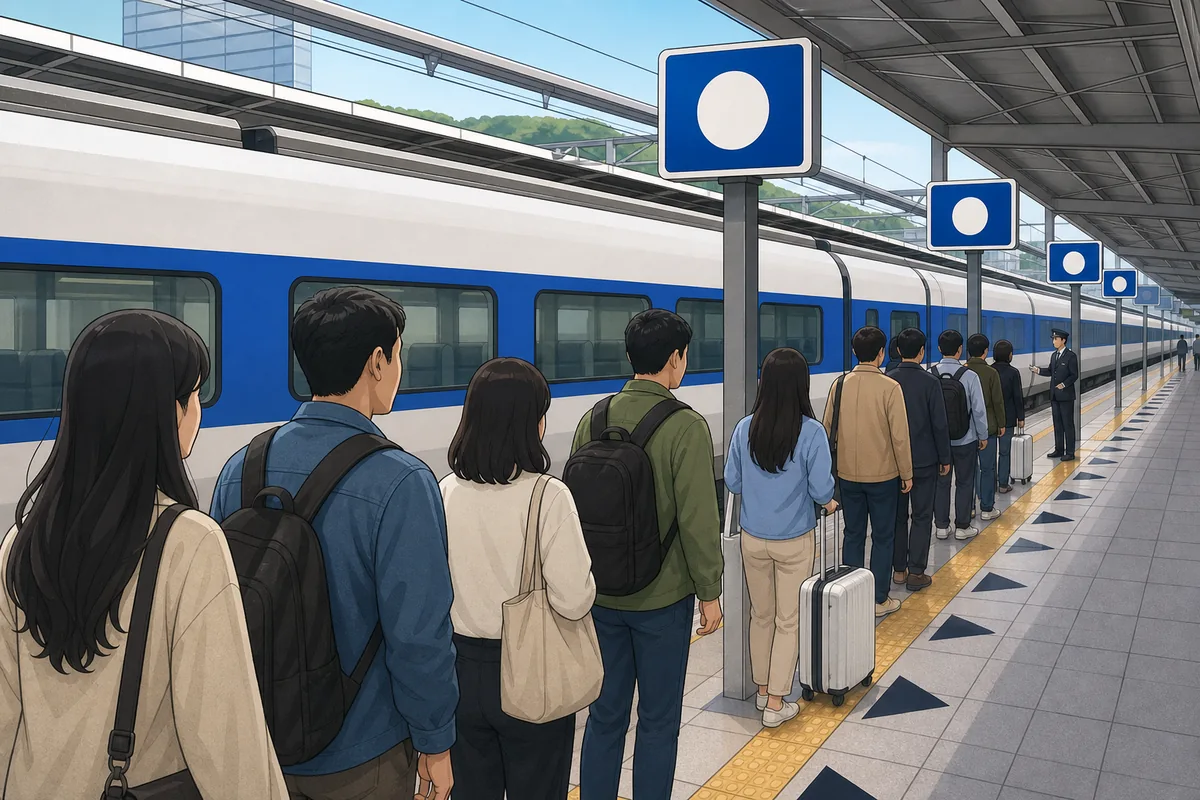 KTX platform car-number marker used for ktx train travel boarding in Korea
