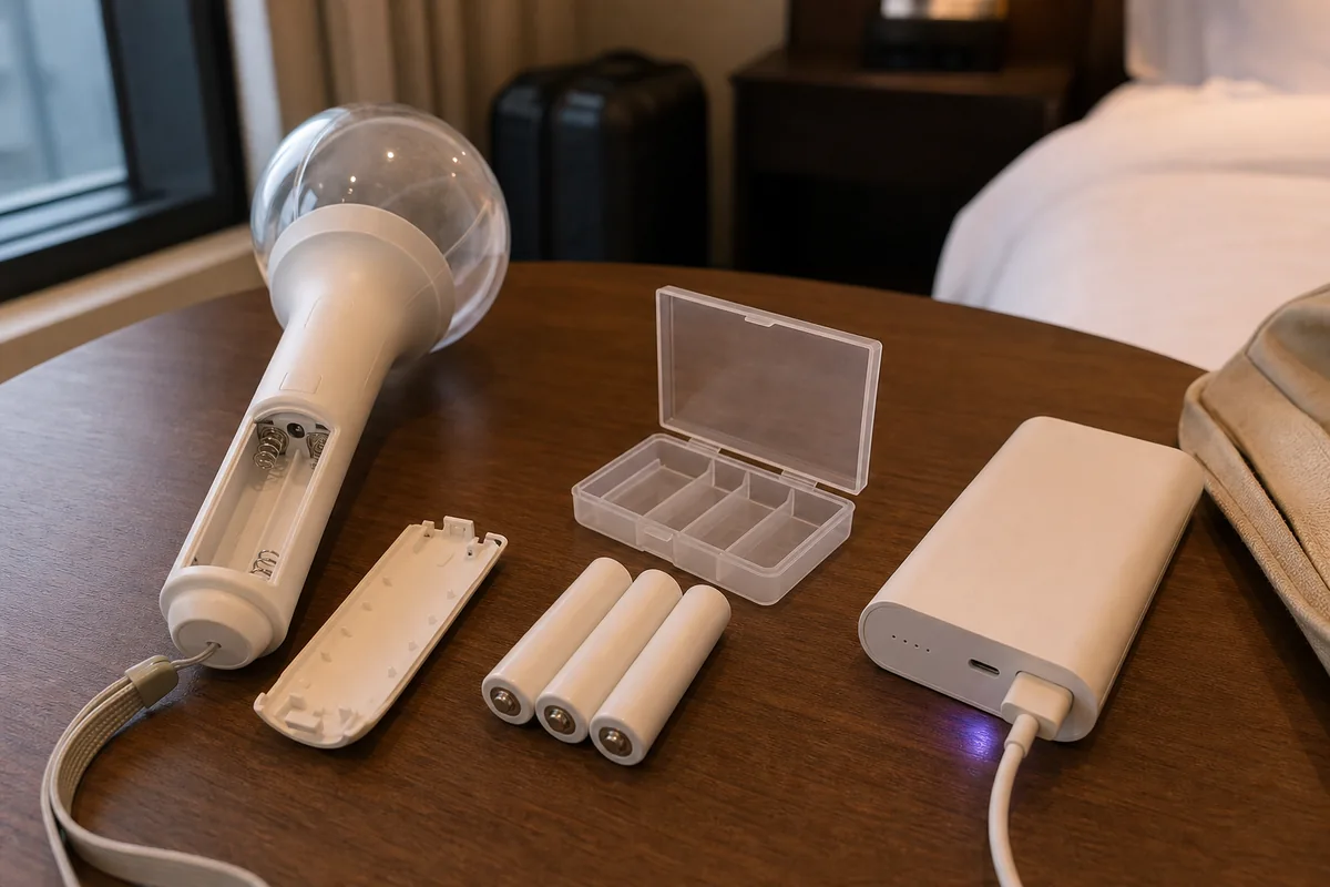 K-pop concert lightstick rules with spare batteries and phone setup