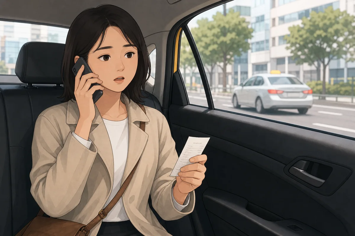 taxi passenger using lost and found korea steps with receipt and ride history