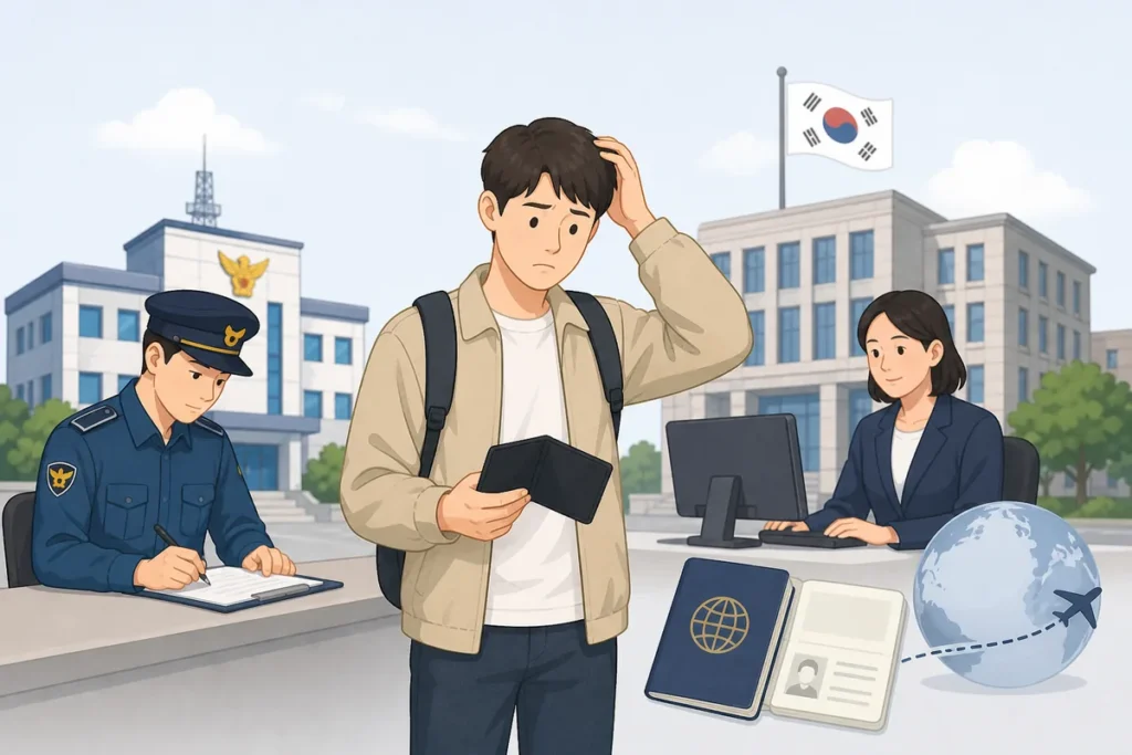 lost passport korea traveler checking hotel room before visiting police station and embassy