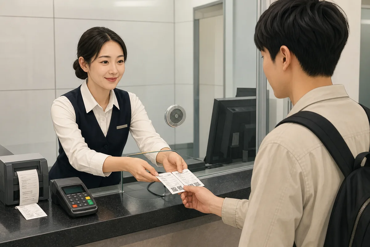 ticket office sign at a Korean venue for maepyoso meaning