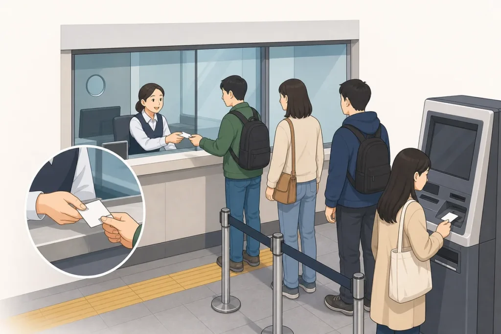 maepyoso meaning at a Korean ticket office sign