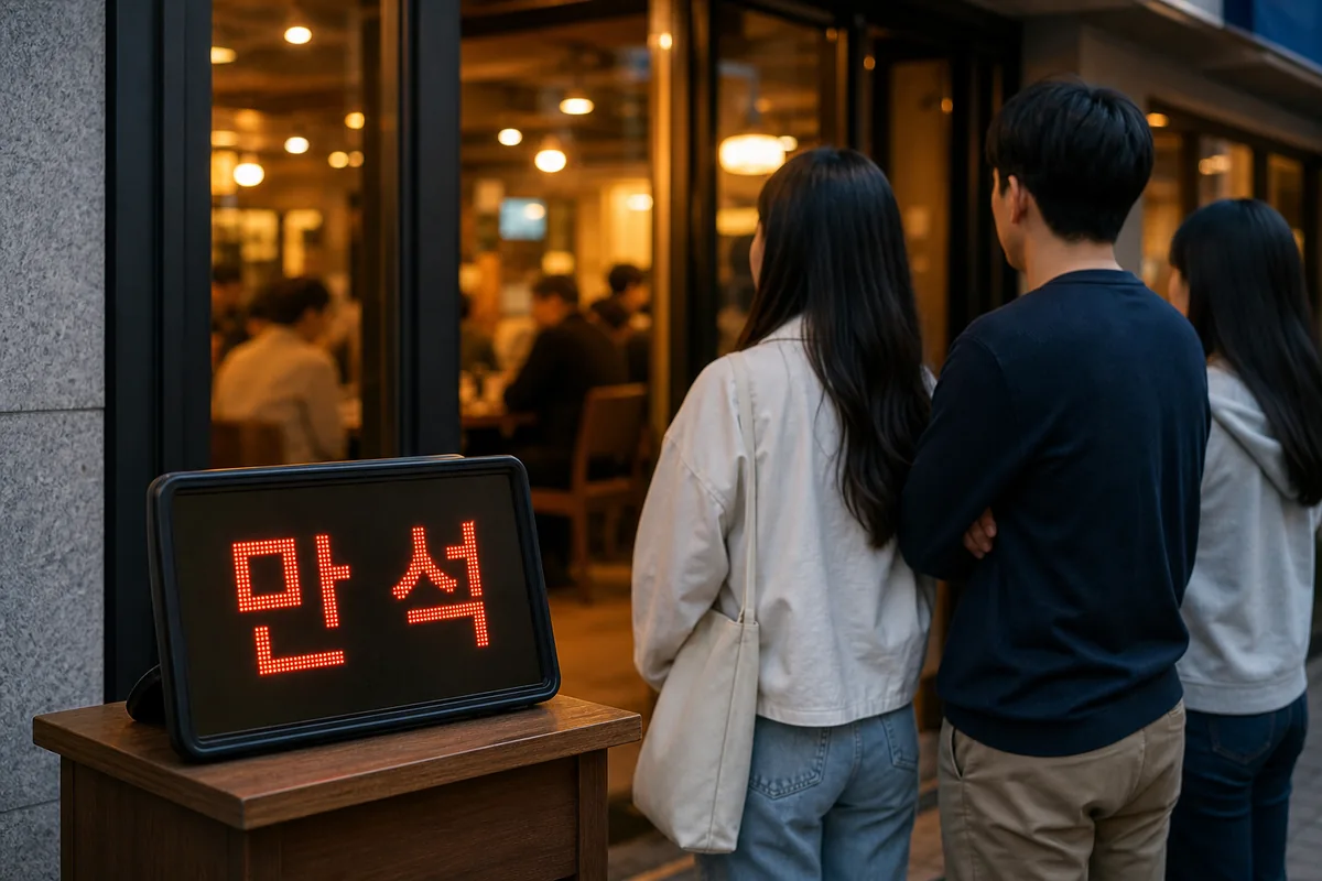 manseok meaning on a busy restaurant entrance sign in Korea