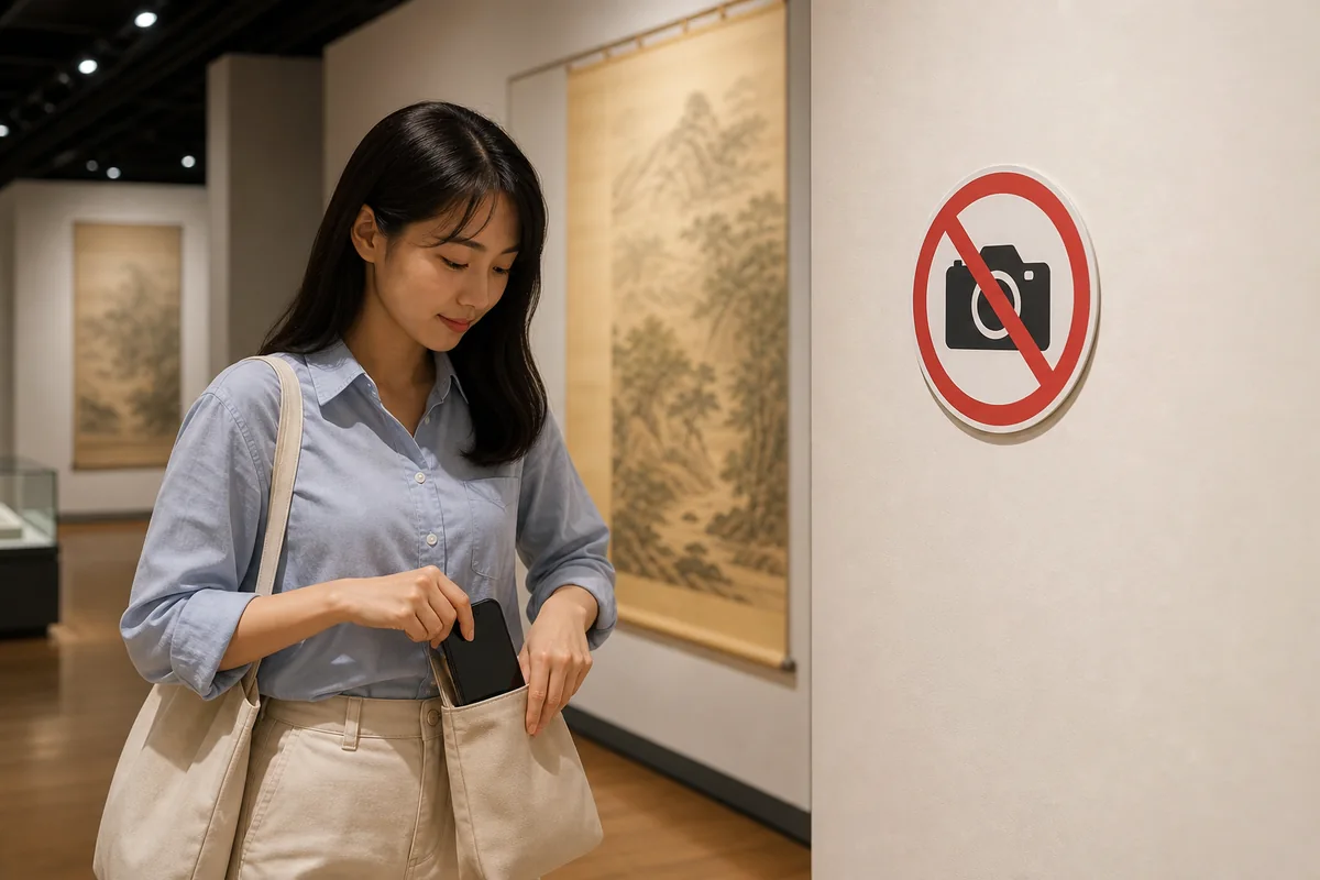 gallery sign with 촬영금지 reminding visitors about no photography rules