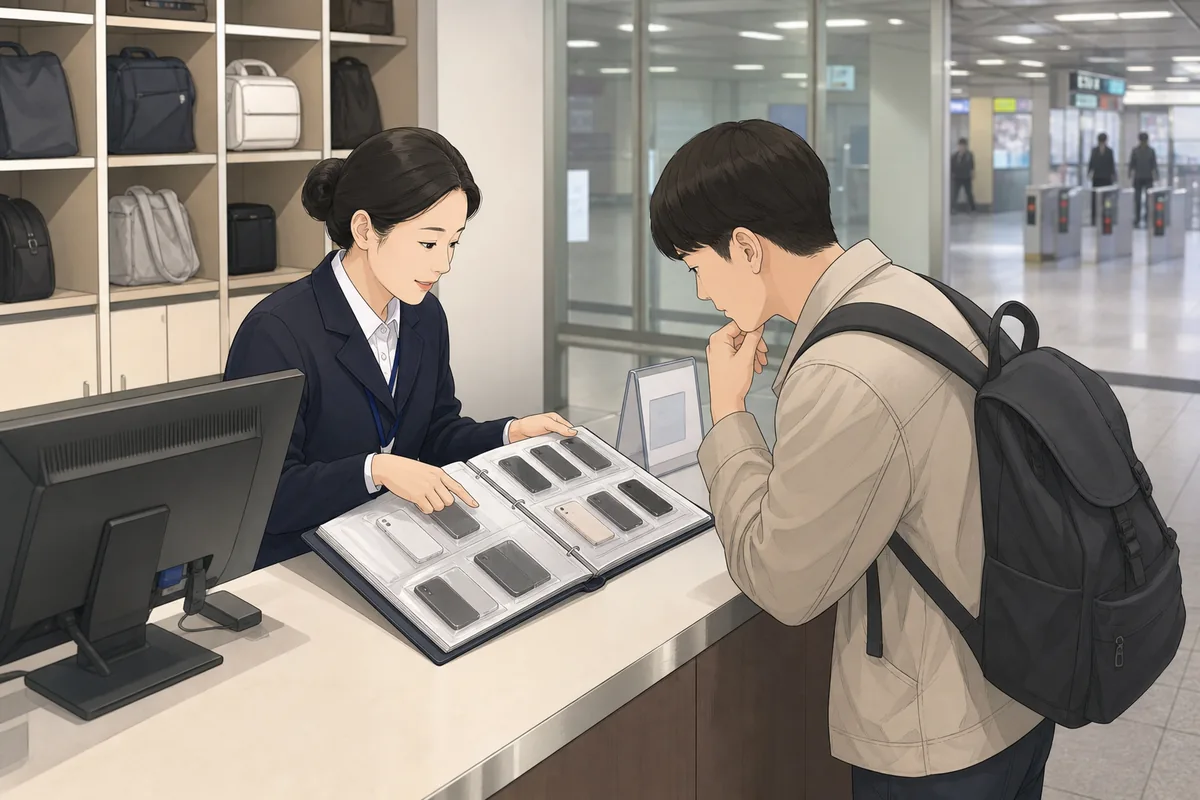 Lost and found center desk at a subway station for a phone lost stolen search in Korea