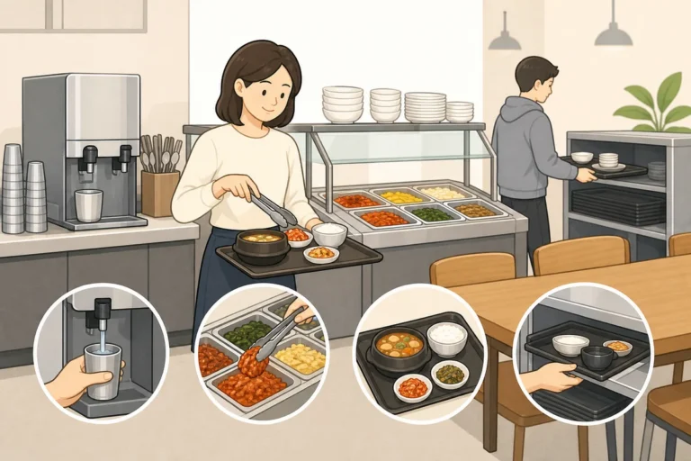 Self Service Restaurants Korea: How to Use Korean Self-Service Restaurants: Self-Bar, Water, Side Dishes, Tray Return Guide