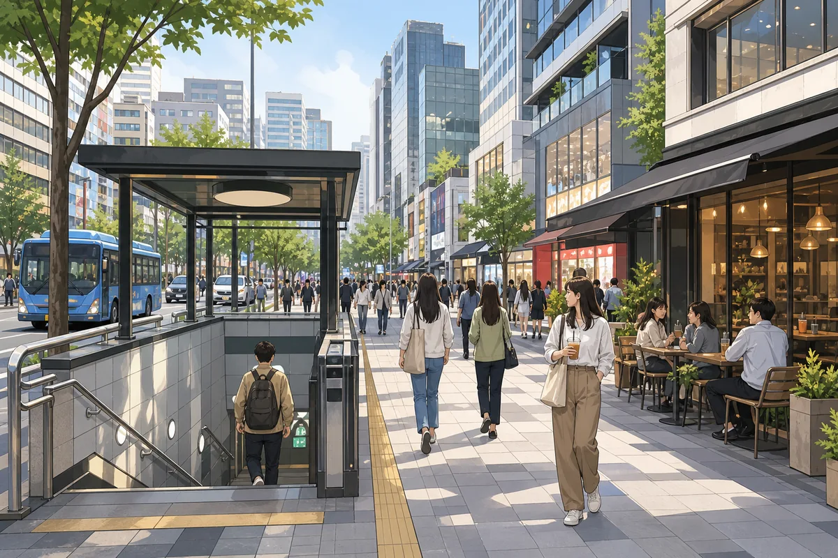seoul vs jeju in Seoul with subway entrance shopping streets and easy city movement