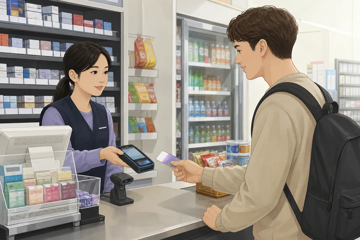 t money card buy and top up at a convenience store in Korea