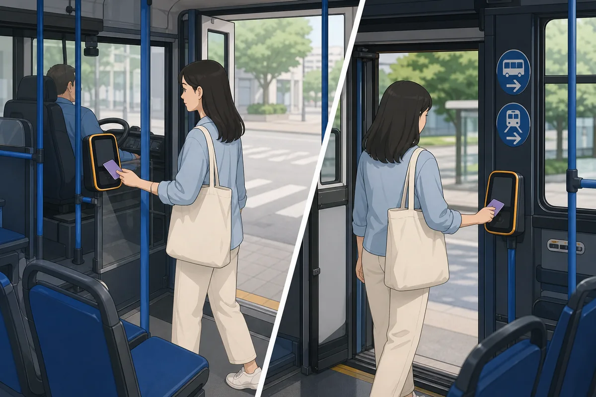 t money card tap in and tap out on a bus in Korea