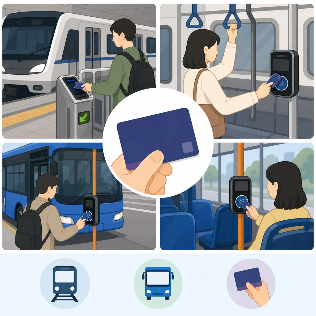 t money card steps for buying, topping up, and riding in Korea