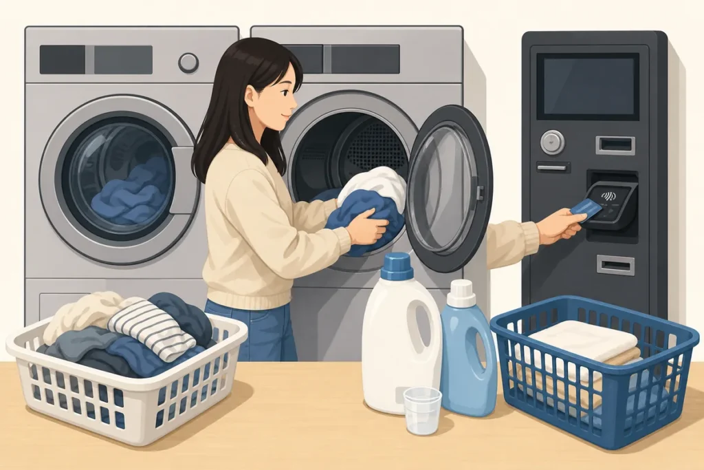 use korean coin laundry coin laundry washing machines and dryers in a Korean self-service laundromat