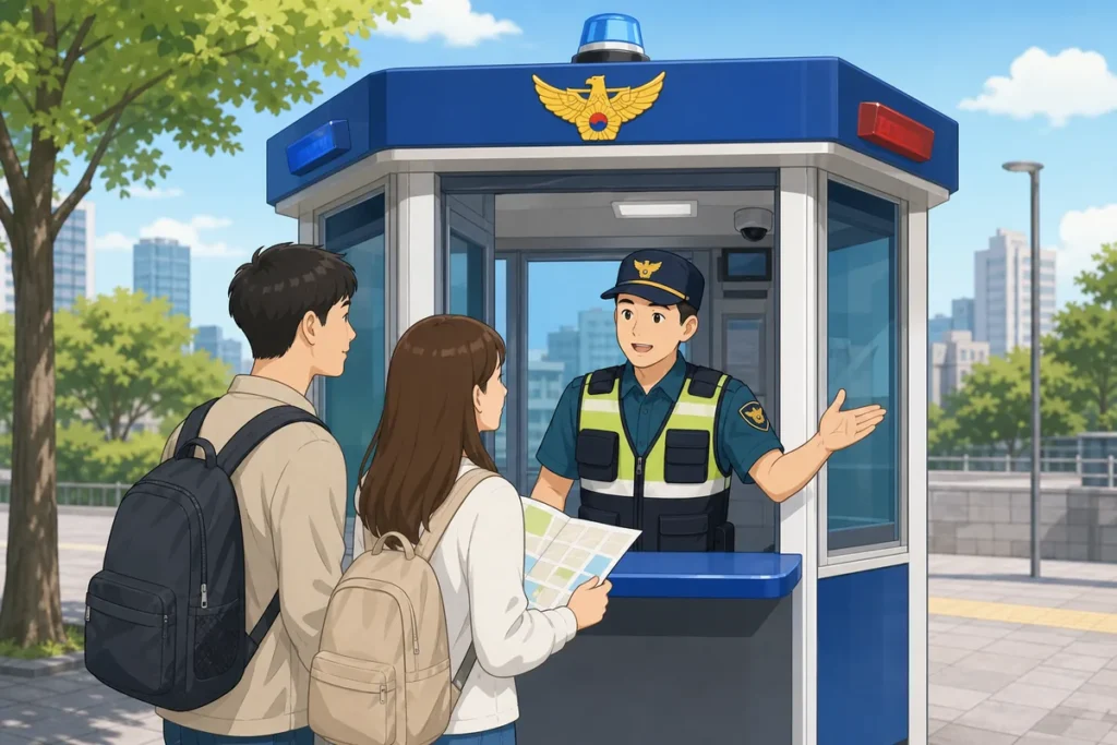 use korean police boxes as tourist korean police box guide for tourists looking for help in Korea