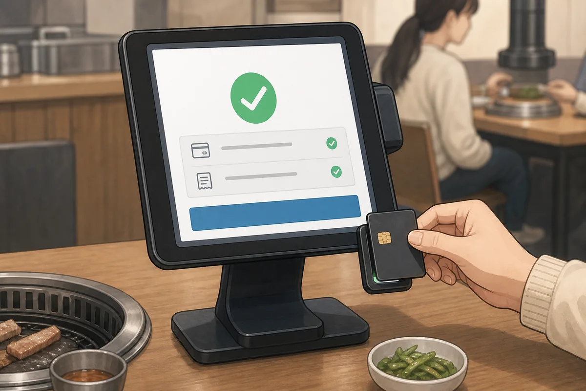 table ordering tablets showing the payment step at a restaurant table