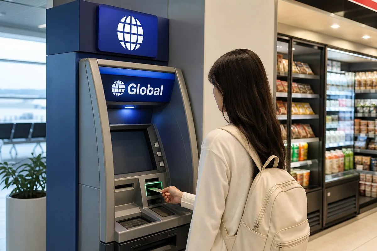 withdraw cash korea foreign card atm on a Global ATM machine in Korea at a convenience store