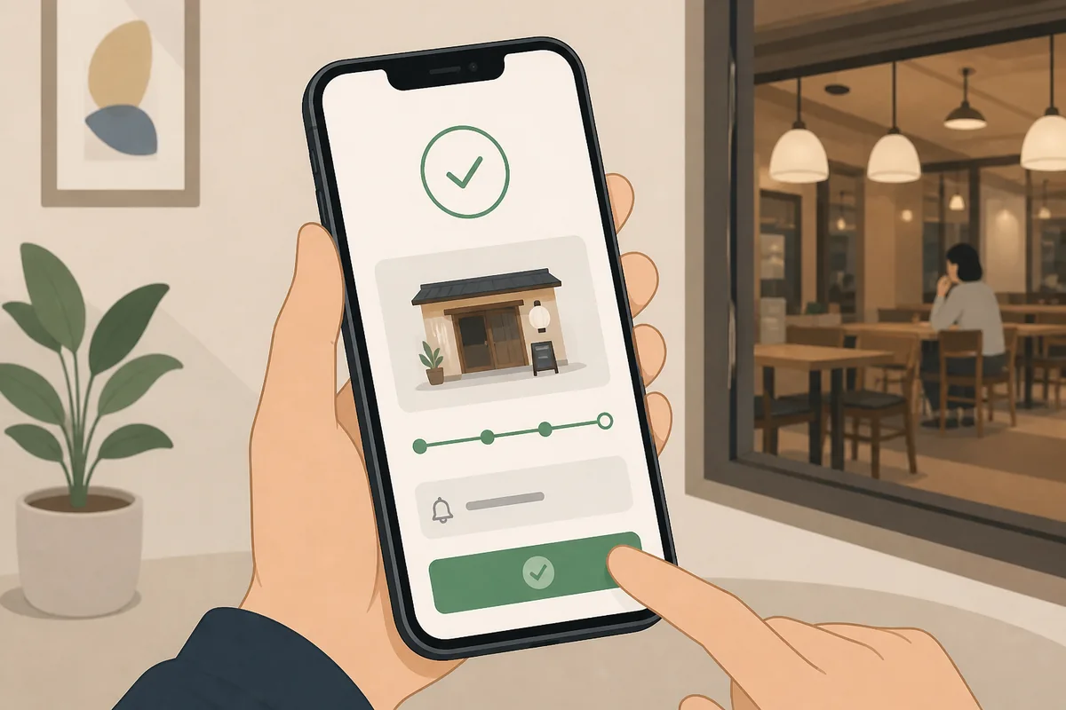 catchtable global remote waiting confirmation screen before arriving at a restaurant in Korea
