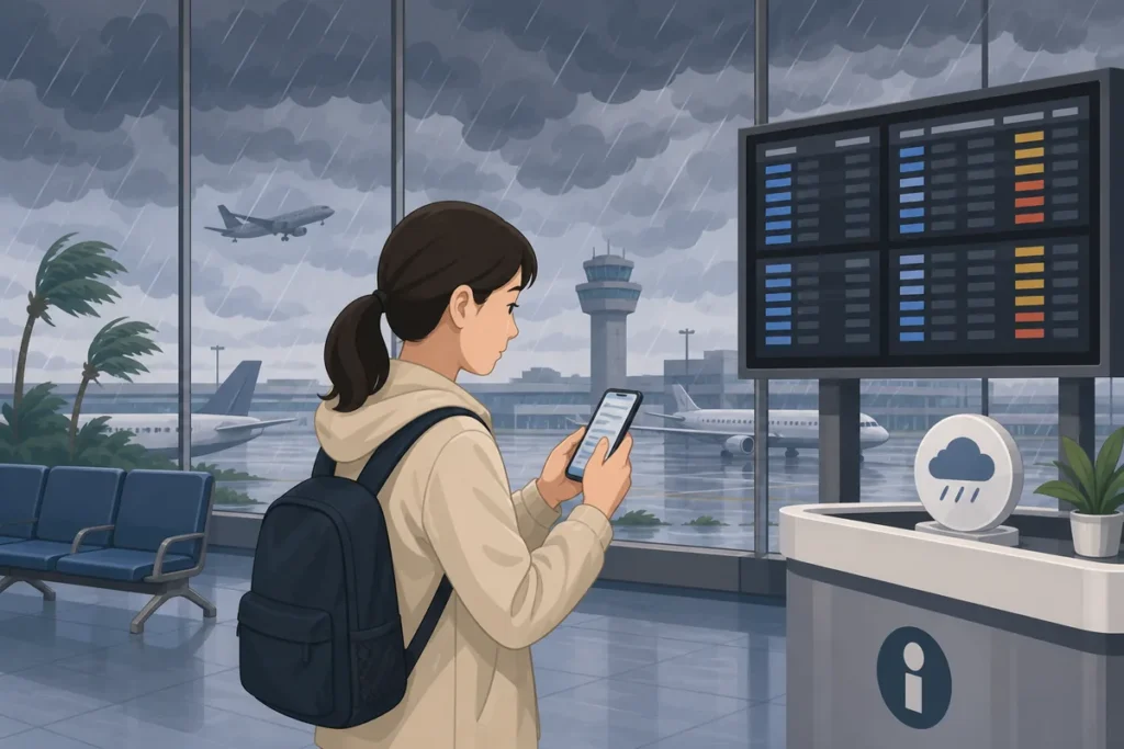 incheon airport during typhoon incheon airport typhoon checklist for checking flight delays, cancellations, and official notices