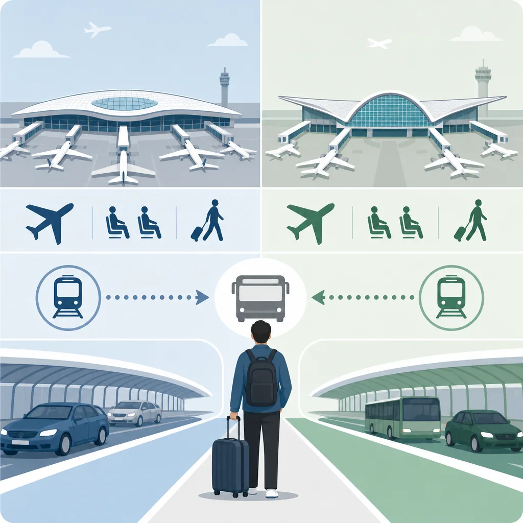 incheon airport terminal transfer map showing T1, T2, shuttle bus, and AREX stop points
