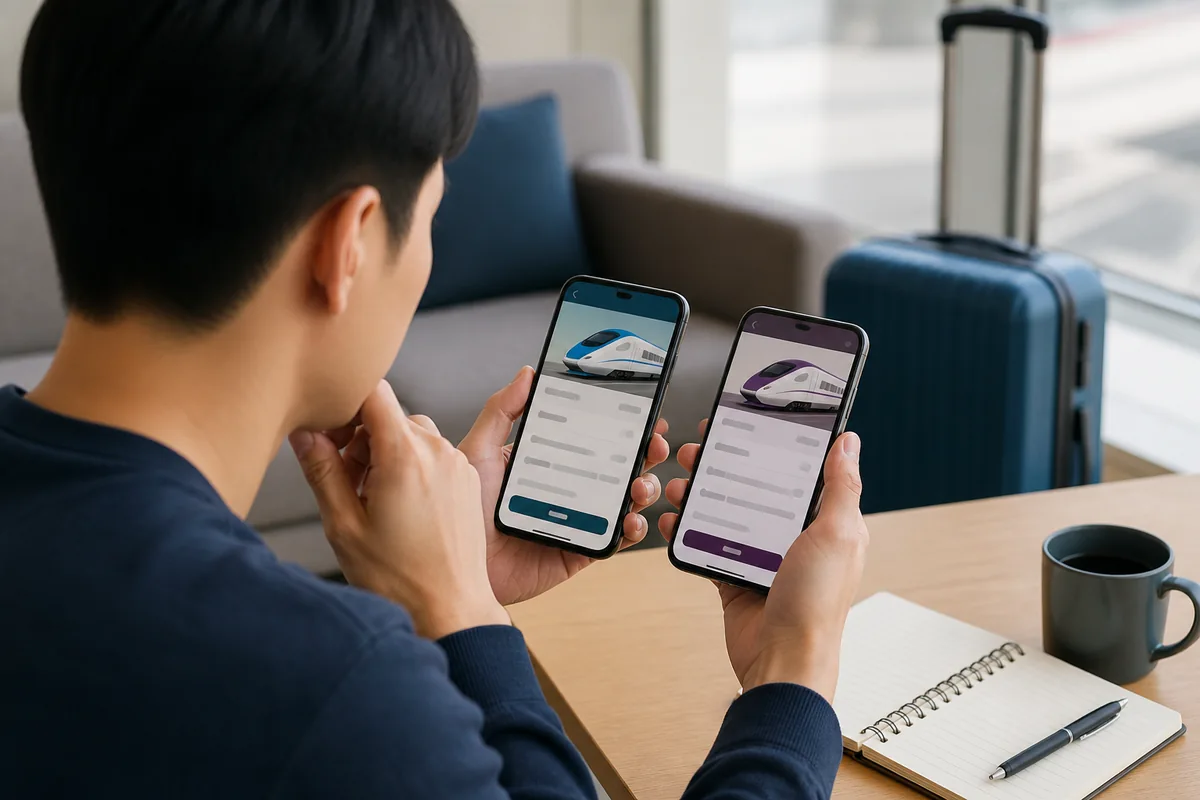 korail app explained Korail plus app comparison of KTX and SRT booking screens on a phone