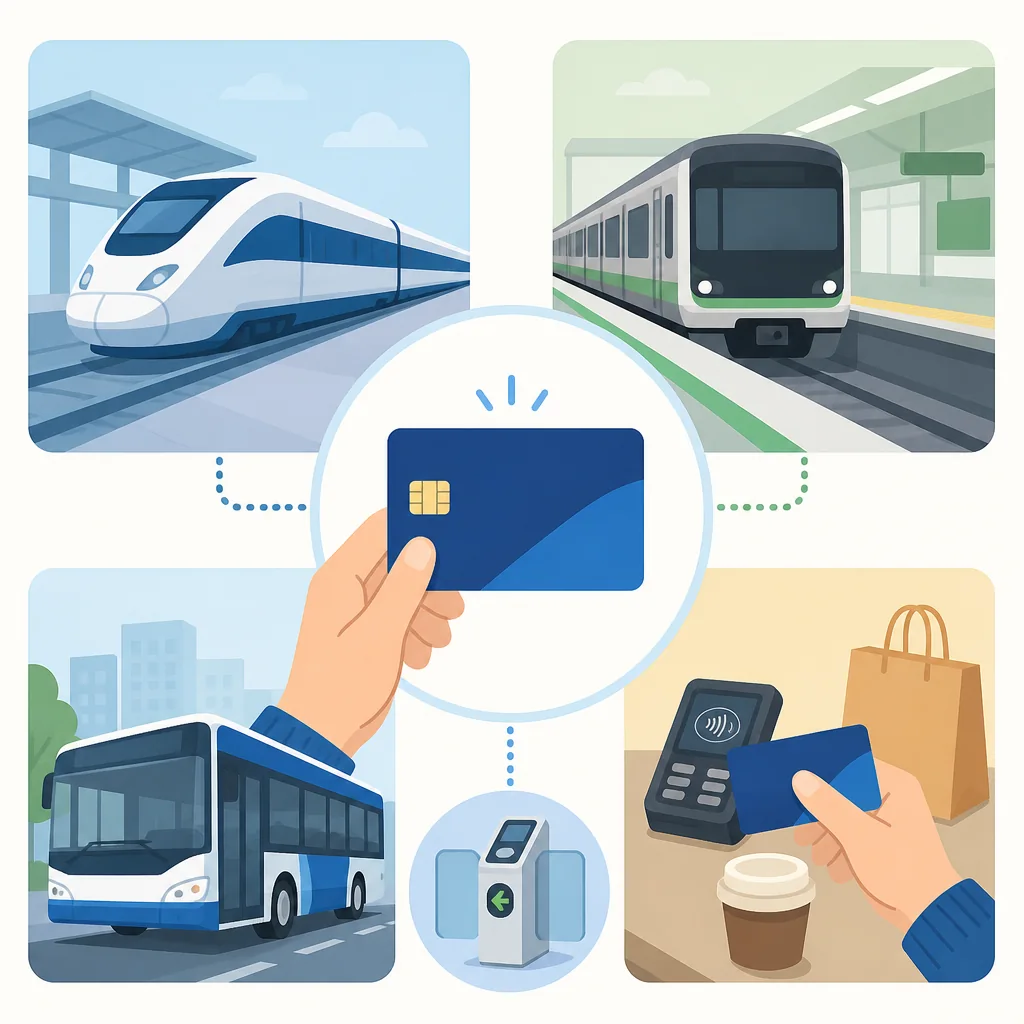 korail pass plus usage flow showing KTX subway bus and reload steps