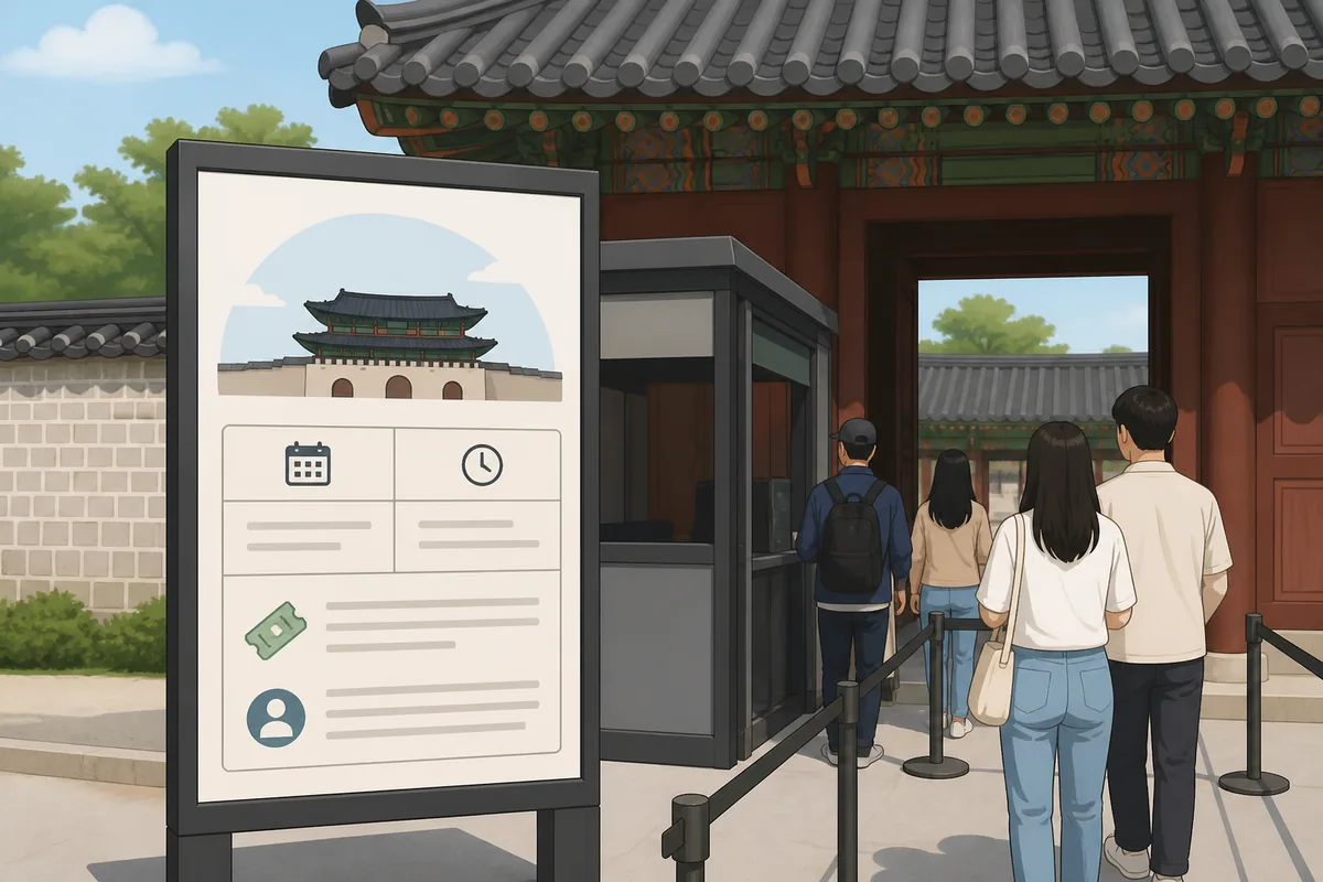 Holiday opening hours notice at a palace or museum during korea liberation day 2026