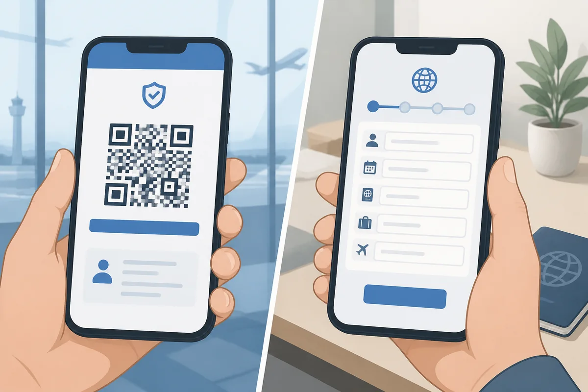 travelers showing a korea q code QR code at quarantine inspection