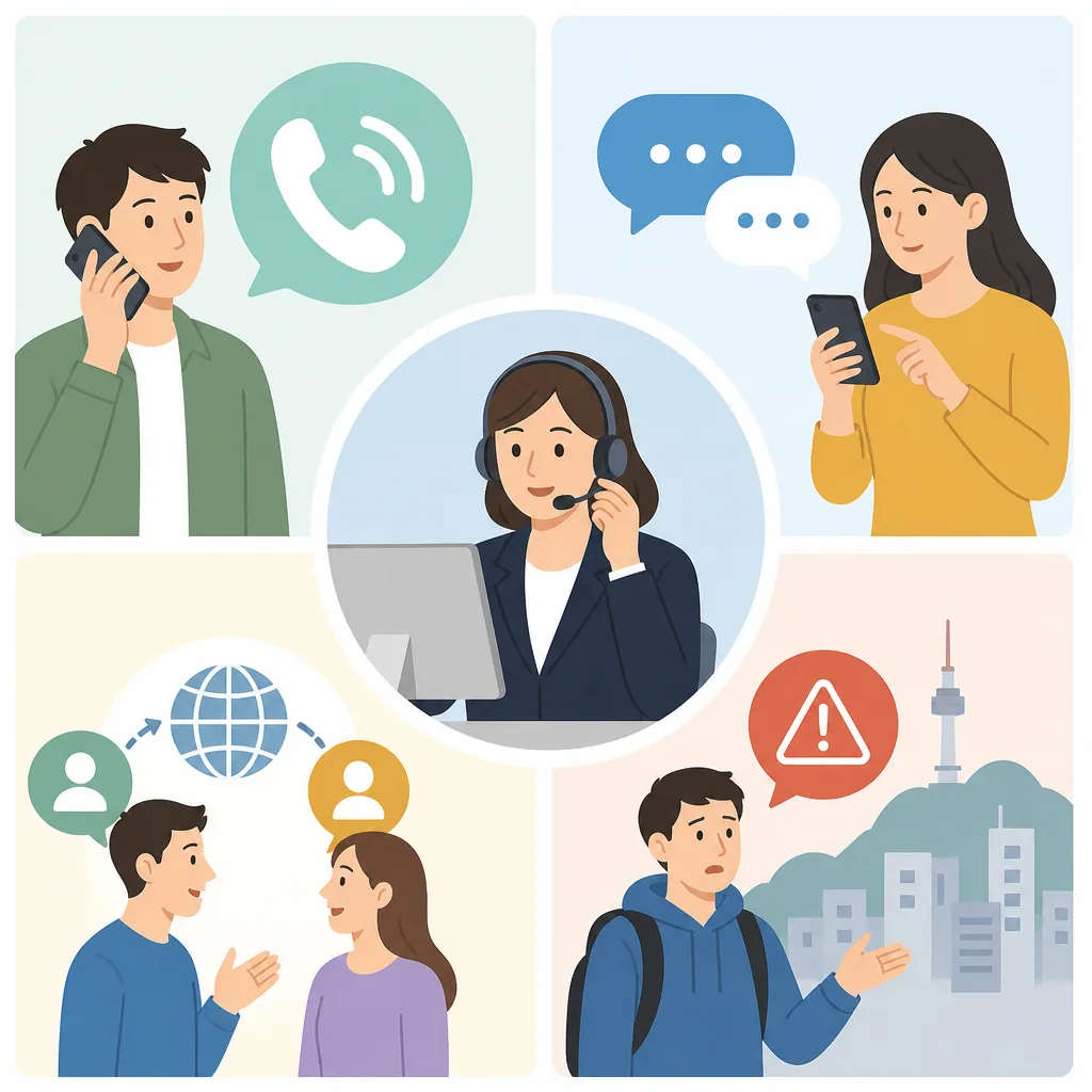 1330 travel helpline compared with 112 and 119 for travel help, interpretation, and emergencies