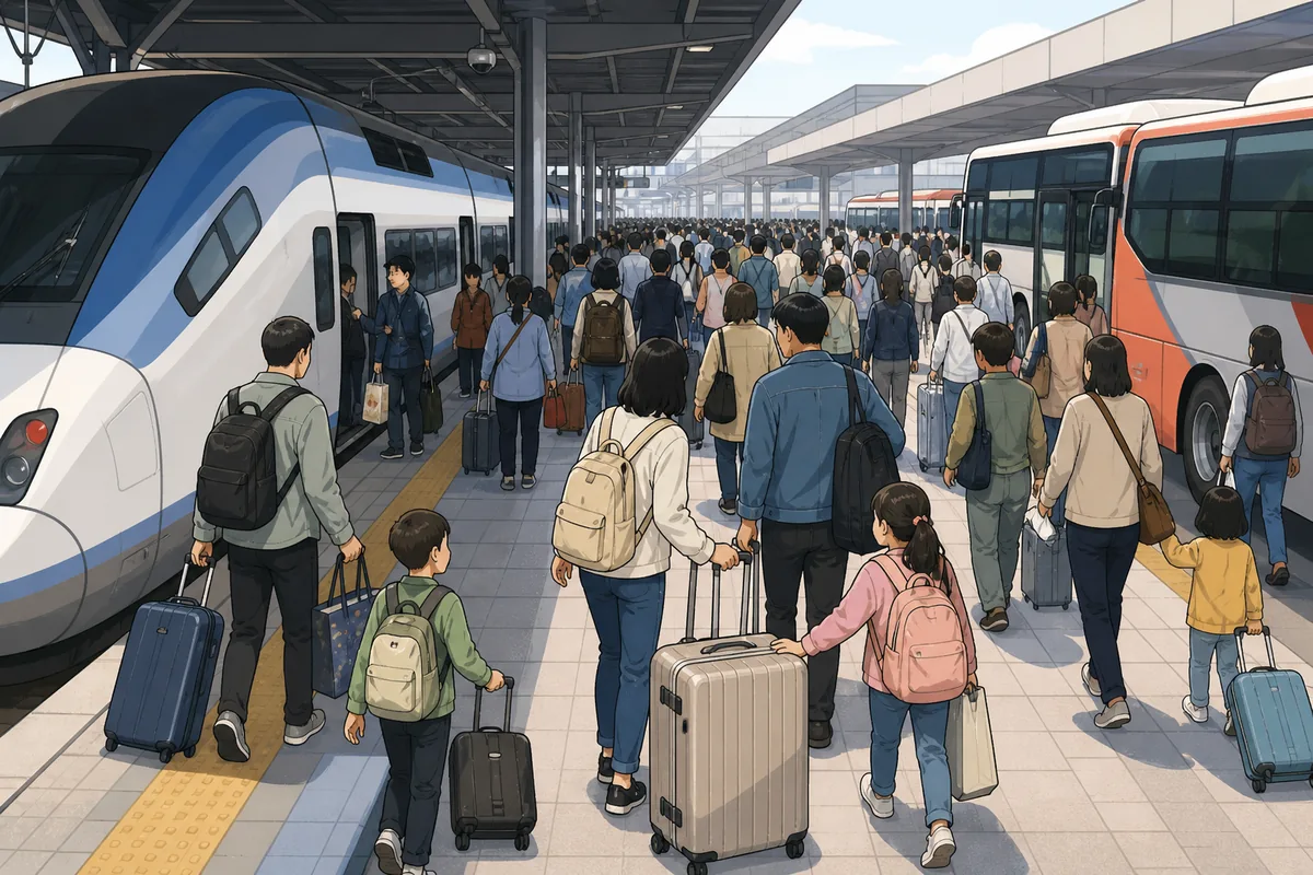 korea in september Chuseok crowd at KTX platform