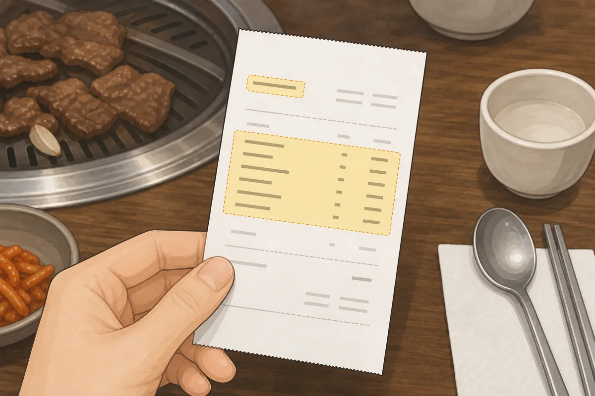 korean restaurant receipts explained korean restaurant receipts table number and item list highlighted