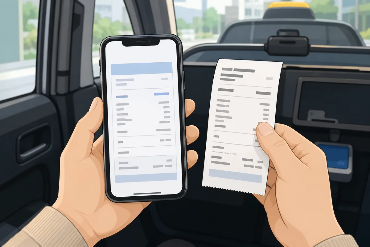 korean taxi receipts with date time and vehicle number for checking