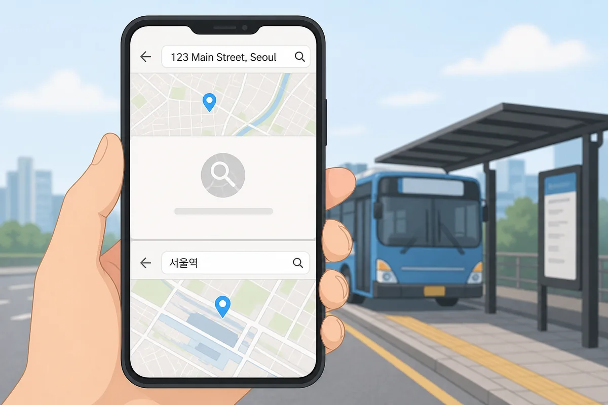 naver map english address search returning no results beside the Korean place name