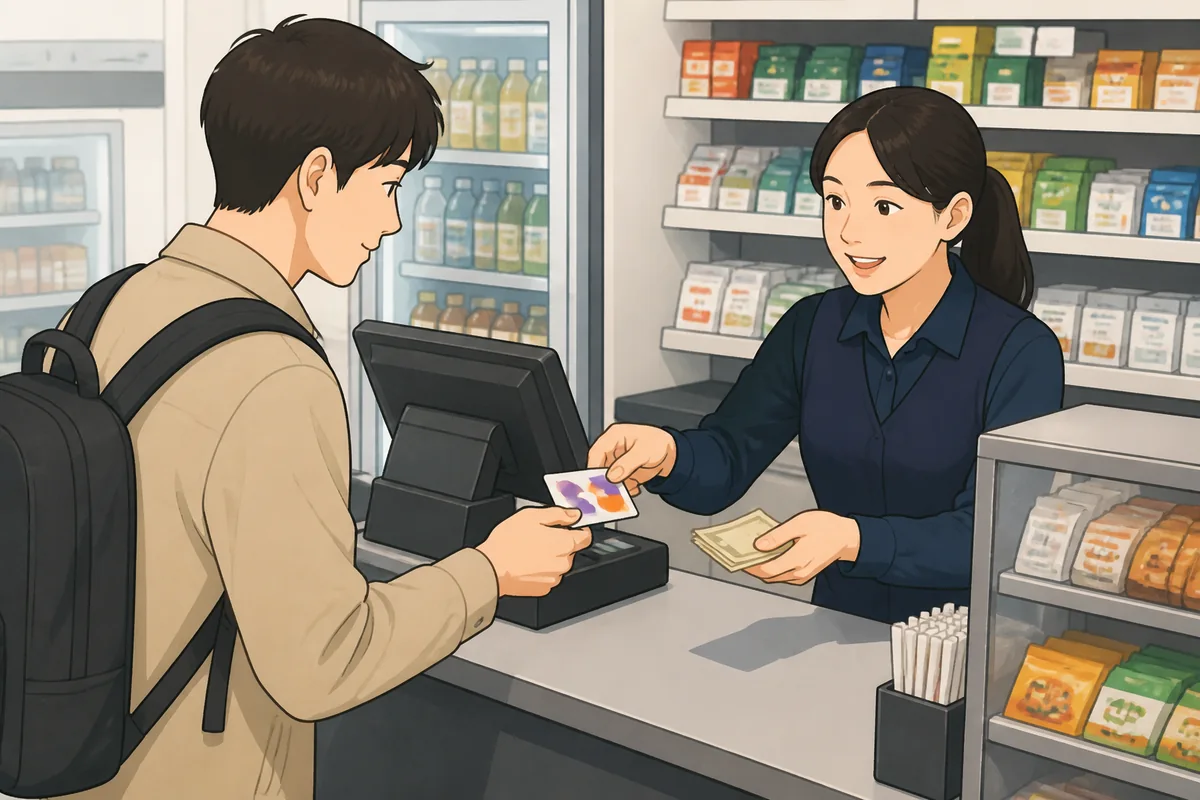 reload t money korea t money reload at a convenience store counter with cash and staff assistance