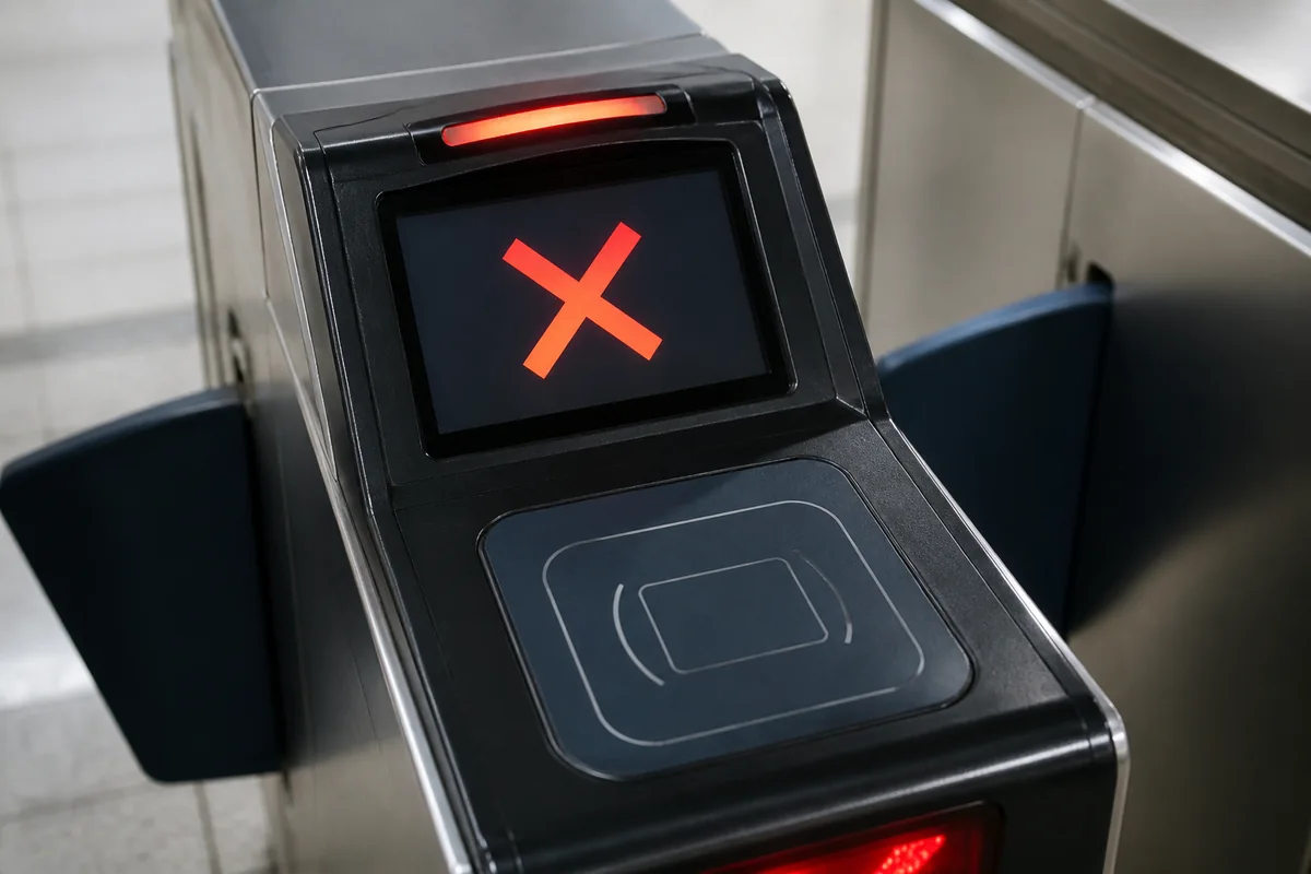 t money reload problem at a gate with an insufficient balance or card error message